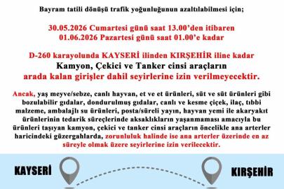 Kayseri’de tatil dönüşü trafik yoğunluğuna emniyetten önlem