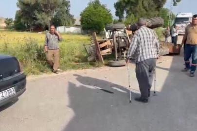 Kırıkhan’da devrilen traktör sürücüsü yaralandı