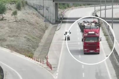 Otoyolda kuralları hiçe sayan sürücüler dron kamerasına yakalandı