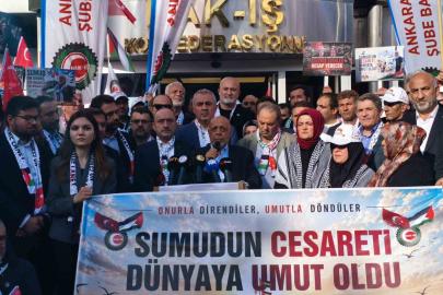 Sumud Filosu’nda İsrail güçleri tarafından alıkonulan HAK-İŞ Genel Başkanı Arslan, konfederasyon tarafından karşılandı