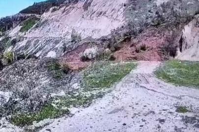 Tokat’ta heyelan güvenlik kamerasına yansıdı