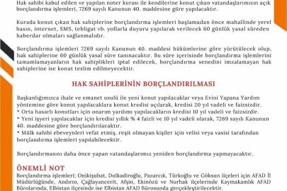 AFAD’dan deprem konutları için borçlandırma çağrısı