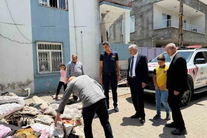 Başkan Hallaç, yangın mağduru aileyi yalnız bırakmadı