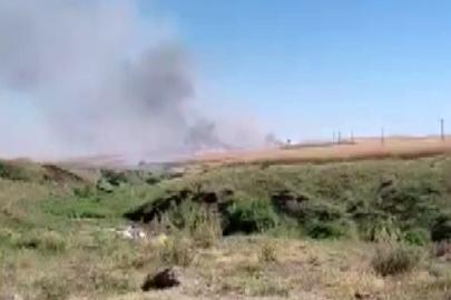 Biçerdöverden çıkan kıvılcım 150 dönümlük alanı kül etti