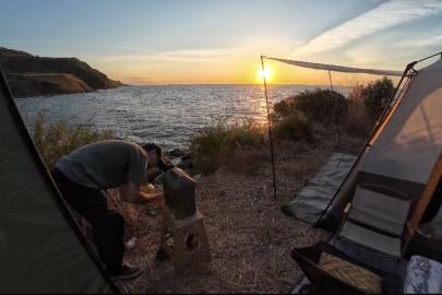 Çakal kamp alanına girerek ekmek çaldı