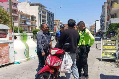 Çine’de kaldırımlarda motosiklet denetimi