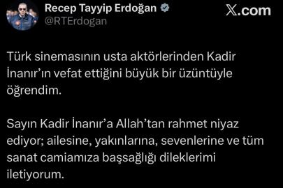 Cumhurbaşkanı Erdoğan’dan Kadir İnanır için taziye mesajı