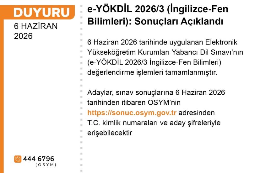 e-YÖKDİL 2026/3 sonuçları açıklandı