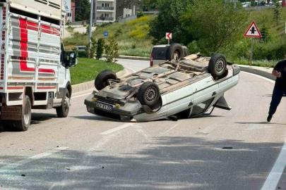 Eğirdir’de takla atan otomobilin sürücüsü yaralandı