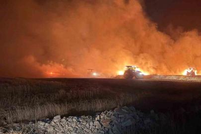 Mazıdağı’nda dün gece çıkan yangında ekili araziler zarar gördü