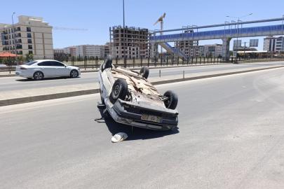Takla atan otomobilin sürücüsü yaralandı