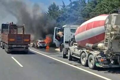 TEM Kumburgaz’da araç yangını