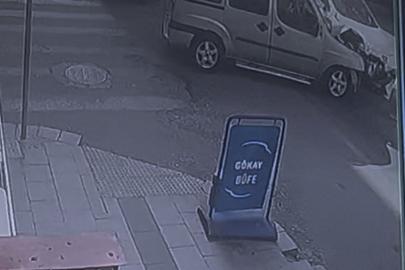 Ters yönden çıkan aracın kazaya karıştığı anlar kamerada