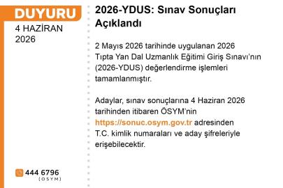 YDUS sonuçları açıklandı