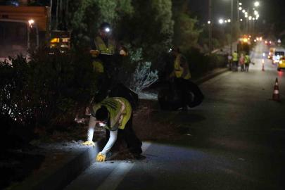 150 kişilik ekiple Emin Anter Bulvarı’nda gece mesaisi