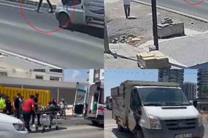 16 yaşındaki sürücünün kullandığı kamyonet yayaya çaptı: Kaza anı kamerada