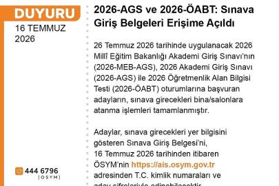 AGS ve ÖABT’nin giriş belgeleri erişime açıldı