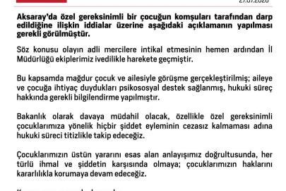 Aksaray’da komşuları tarafından darbedilen çocuğa psikososyal destek sağlandı
