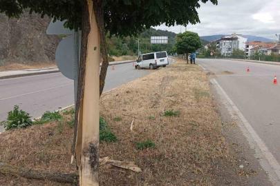Amasya’da minibüs refüjdeki ağaç ve direğe çarptı: 4 yaralı