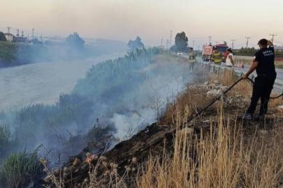 Antakya’da Asi Nehri kenarında sazlık yangını