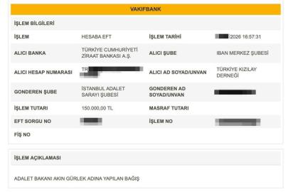 Bakan Gürlek, Kızılay’a 150 bin lira bağışladı