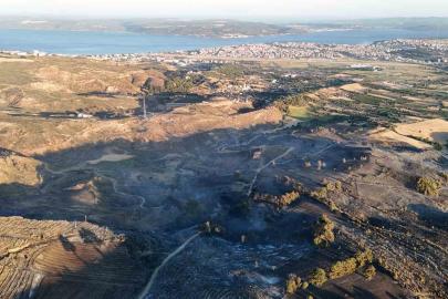 Çanakkale’deki yangında yanan alanlar dron ile görüntülendi