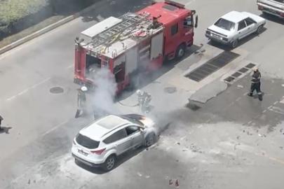 Çorum’da cipte çıkan yangını vatandaşlar ve polis söndürdü