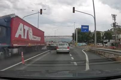 D-650’de yürekleri ağza getiren kaza kamerada