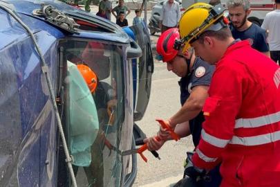 Dörtyol’da takla atan otomobilin sürücüsü yaralandı