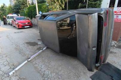 Elazığ’da otomobil yan yattı: 1 yaralı