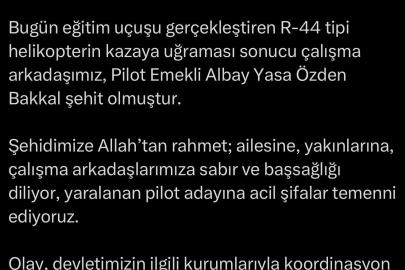 Helikopter kazasında yaralanan pilot adayının tedavisi sürüyor