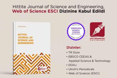 Hittite Journal of Science and Engineering, Web of Science ESCI dizinine kabul edildi