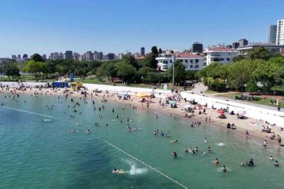 İstanbul’da sıcak hava sahillere akın ettirdi: Caddebostan’da deniz keyfi dronla görüntülendi