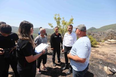 Muğla Büyükşehir Belediyesi’nden yangın bölgesinde hasar tespiti çalışması