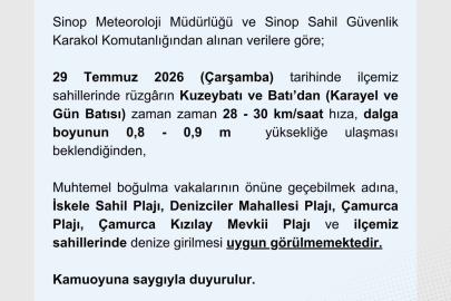 Olumsuz hava şartları nedeniyle denize girmek yasaklandı