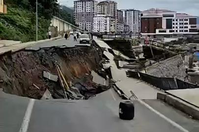 Rize’de yol çöktü, 2 bina tedbir amaçlı tahliye edildi