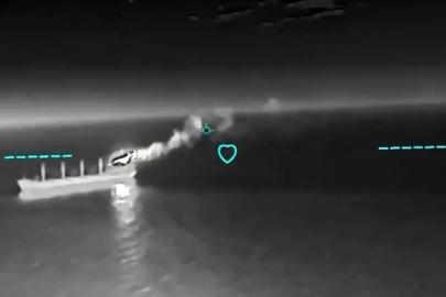 Türk bayraklı "Mv Reyhan Sarı" isimli kuru yük gemisine yapılan dron saldırısının görüntüleri ortaya çıktı