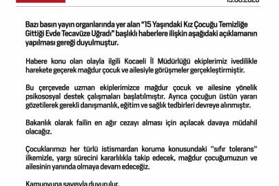 Aile ve Sosyal Hizmetler Bakanlığı, tecavüze uğradığı iddia edilen 15 yaşındaki kız için davaya müdahil olacak