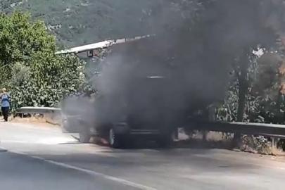 Alevlere teslim olan araç kullanılamaz hale geldi
