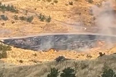 Ankara’da ağaçlık alanda meydana gelen yangının başlama anı kamerada