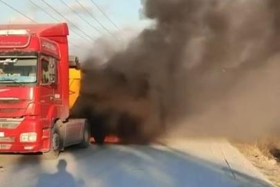 Arnavutköy hafriyat kamyonu alev alev yandı