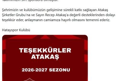 Atakaş Şirketler Grubu, Hatayspor’a sırt sponsoru oldu