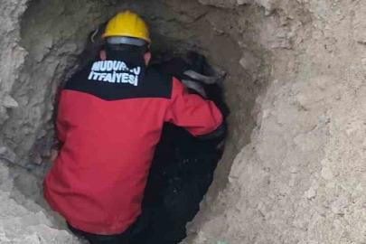 Bolu’da çukurda mahsur kalan keçiyi itfaiye ekipleri kurtardı
