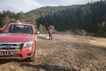 Bolu’da orman kenarında anız yangını: Köylülerin su tankerli müdahalesi faciayı önledi