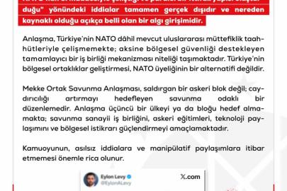 DMM: "Mekke Ortak Savunma Anlaşması’nın NATO’nun 5. maddesiyle çeliştiği iddiaları tamamen gerçek dışı"
