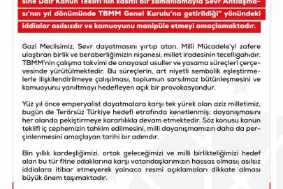 DMM’den TBMM Genel Kurulu’na getirilen Terörsüz Türkiye çerçeve yasasının tarihine yönelik açıklama