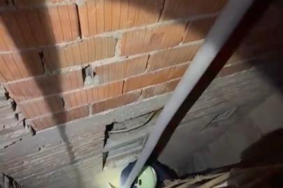 Düştüğü alana inebilmek için 1 saat hazırlık yapan itfaiye ekibine kediden son saniye sürprizi