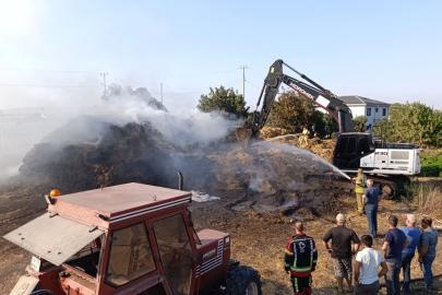 Gönen’de korkutan yangın: 90 ton saman kül oldu