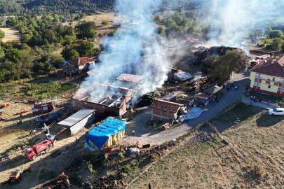 Kastamonu’da 14 büyükbaş hayvanın telef olduğu yangın söndürüldü