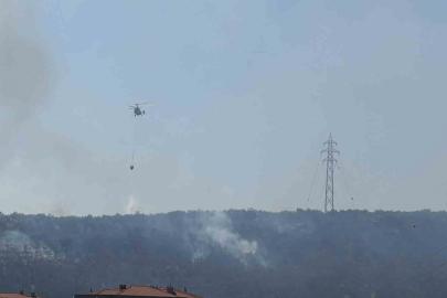 Kazdağları eteklerindeki yangın Zeytinli Mahallesine doğru ilerliyor